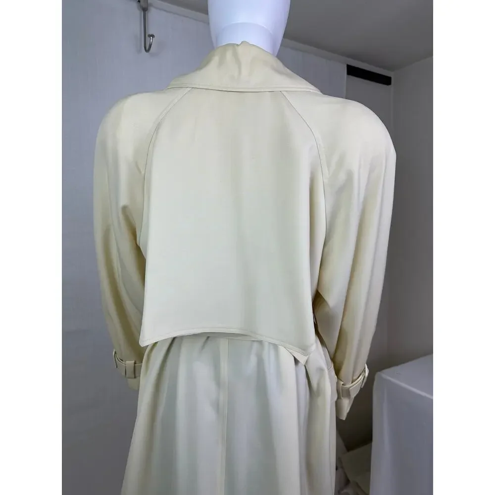 Vintage Ernst Strauss Women's Cream Color Trench Coat Jacket 100% Wool Size 6